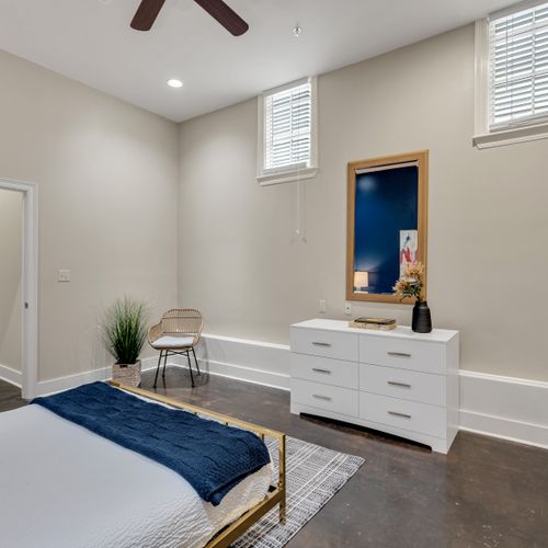 Calm, airy bedroom with natural light