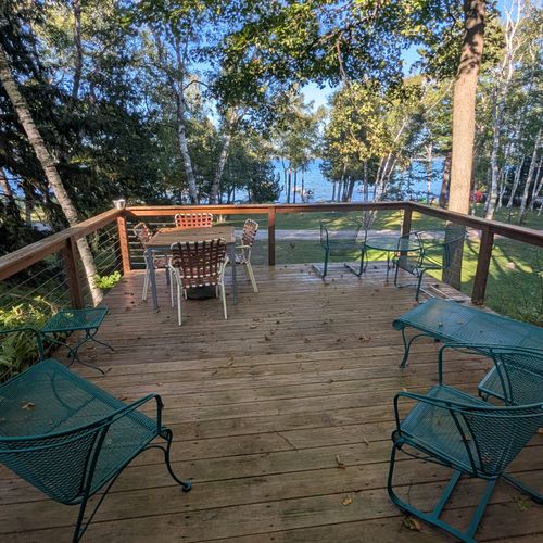 EXTERIOR:  Looking out at Crystal Lake from the private deck.