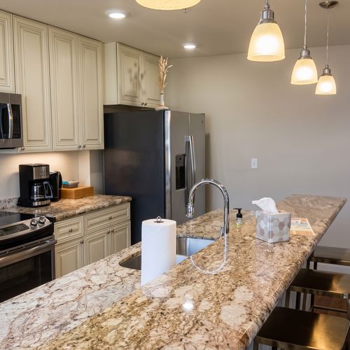 Gourmet kitchen with granite island