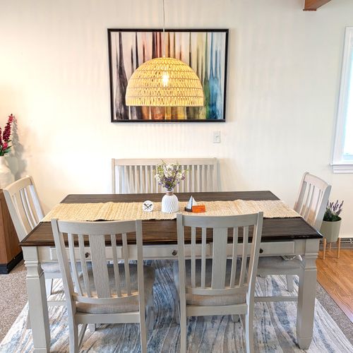 DINING ROOM (MAIN FLOOR):  Lovely dining area with seating for 6 between the kitchen and the living room.