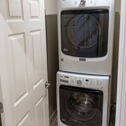 Convenient stacked washer and dryer