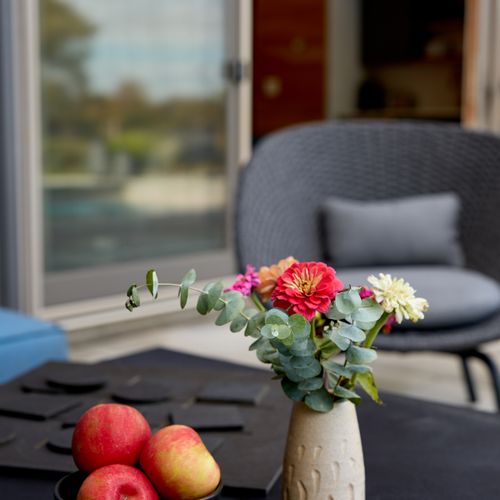 Easy outdoor living on the pool deck.