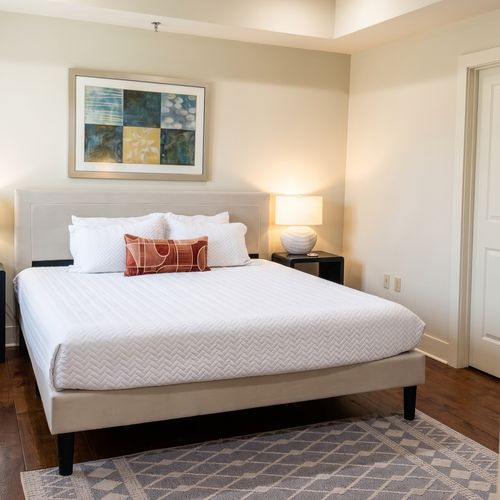 Bright bedroom with cozy bedding