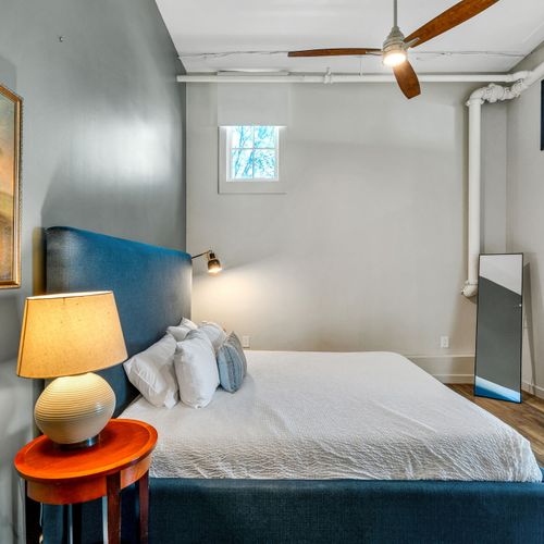 Ceiling fan and soft lighting for restful nights