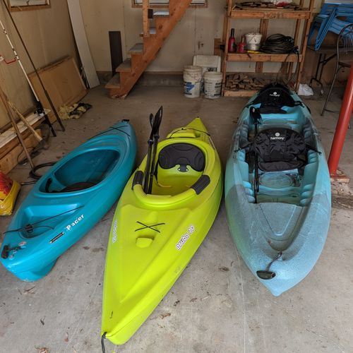 EXTERIOR:  The 3 kayaks (in the detached garage) that are available for guest usage.