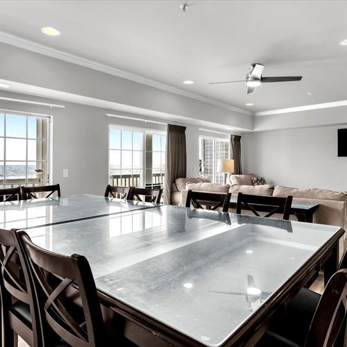 Open living room and dining area