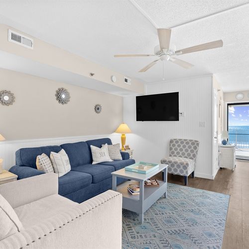 Living Room with Smart Tv and Ocean View