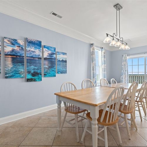 Dining table with seating for 8
