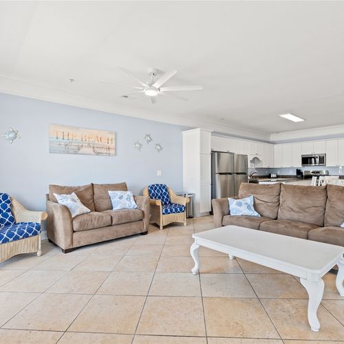 Bright and refreshing living room with plenty of seating
