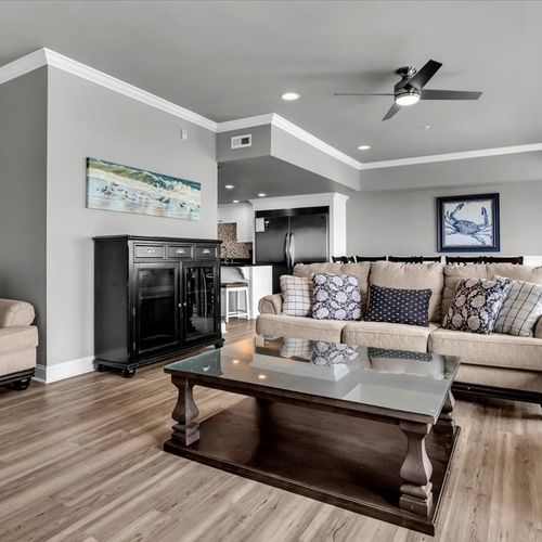 Spacious living room with Smart TV