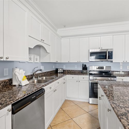 Plenty of counter space for preparing meals, with all new stainless appliances