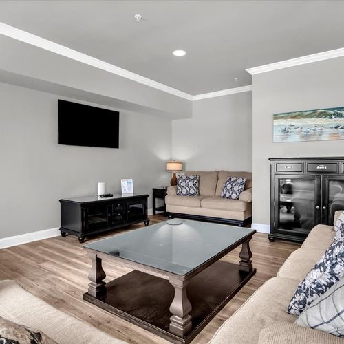 Spacious living room with Smart TV