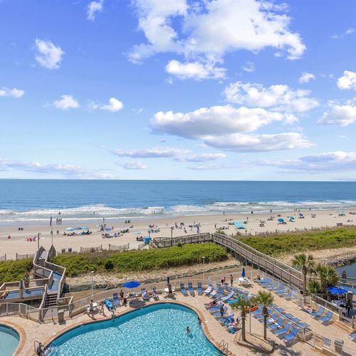 Aerial View of Oceanfront Pool and the Beach