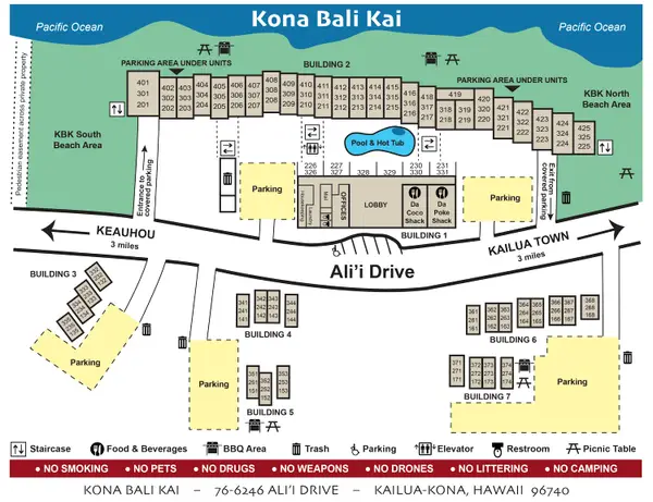 Resort map to help you easily find amenities and parking.