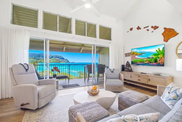 Bright living room overlooking the ocean