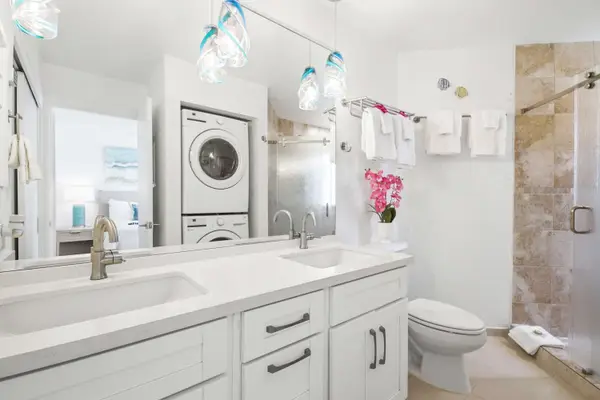 Spacious bathroom with double vanity