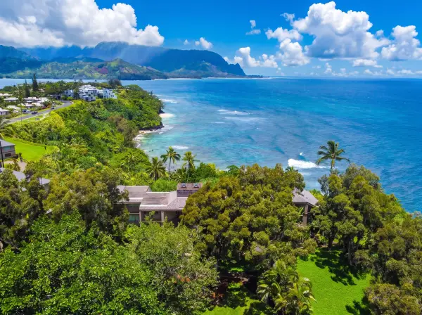 Ocean and mountain views from above