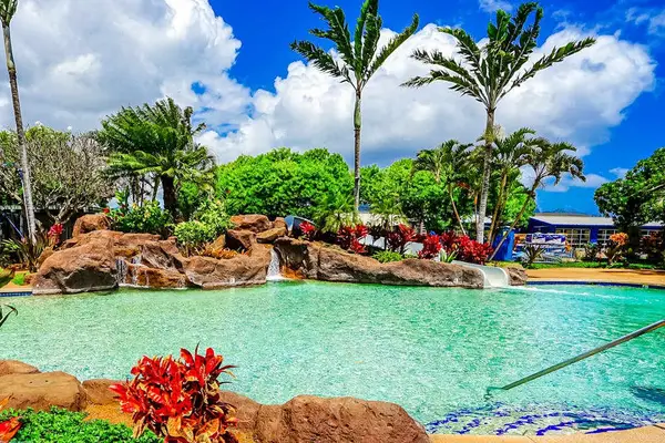 Resort pool with sparkling waters