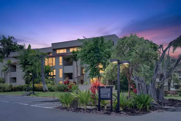 Resort exterior view illuminated at dusk
