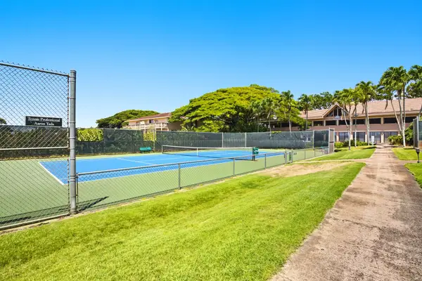 Community Tennis Court with Palm Tree Surroundings