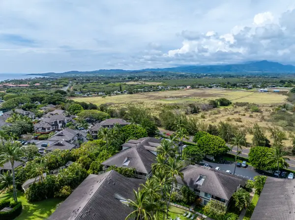 Aerial View of Rooftops with Mountain and Open Field Backdrop
