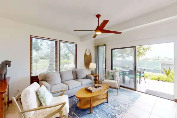 Bright Living Room with Sofa and Garden Views