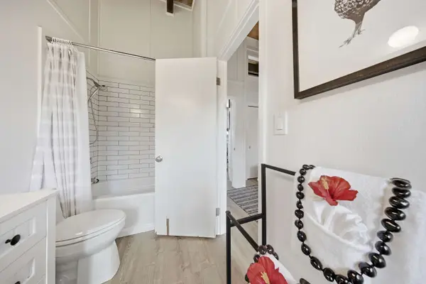Primary bathroom with shower tub