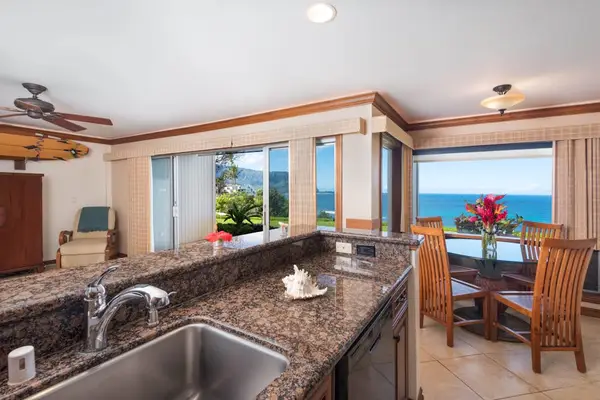 Ocean View Kitchen With Granite Counters