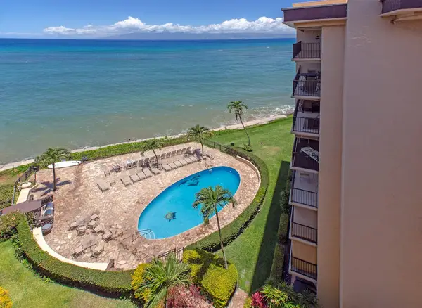 Oceanfront balconies and a swimming pool.