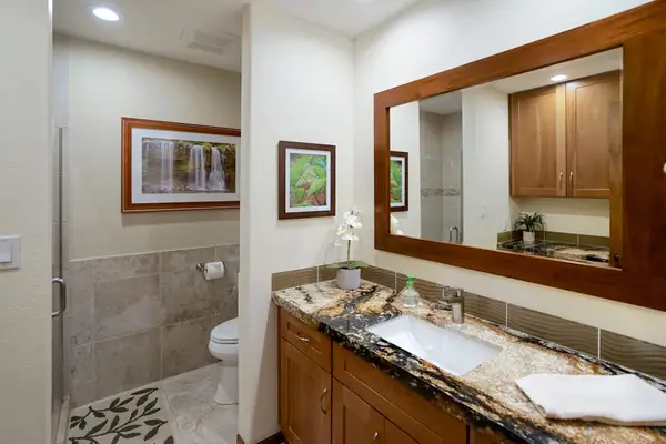 Elegant Guest Bathroom With Granite Vanity
