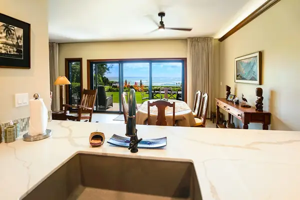 Views of the lanai from the kitchen.