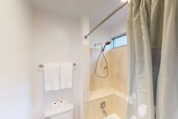 Guest bathroom with walk in shower.