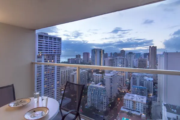Start your morning with fresh coffee and beautiful skyline views in the distance.