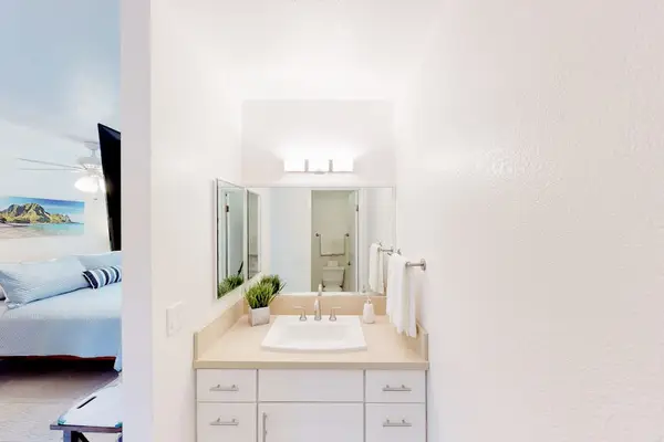 Full bathroom with walk-in shower.