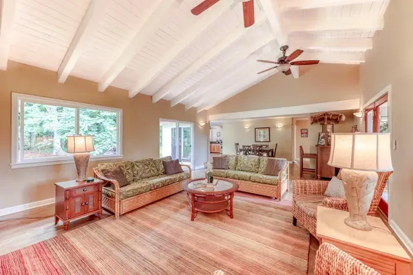 Bright Open Living Room with Vaulted Ceilings