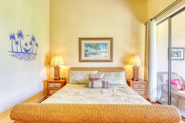 Your private tropical sanctuary. Enjoy a restful night's sleep with soft ambient lighting and a beautiful sliding door layout that lets the ocean breeze in! 🌊💤✨