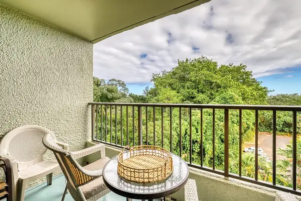 Private lanai with peaceful garden views