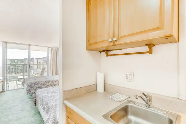 Enjoy the flexibility of dining in with a compact kitchenette at your fingertips.