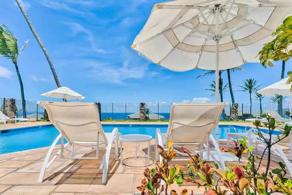 Kapalua Bay Villas Resort community pool.  Located ocean front so that you can enjoy the salt air and ocean sounds while you relax poolside.