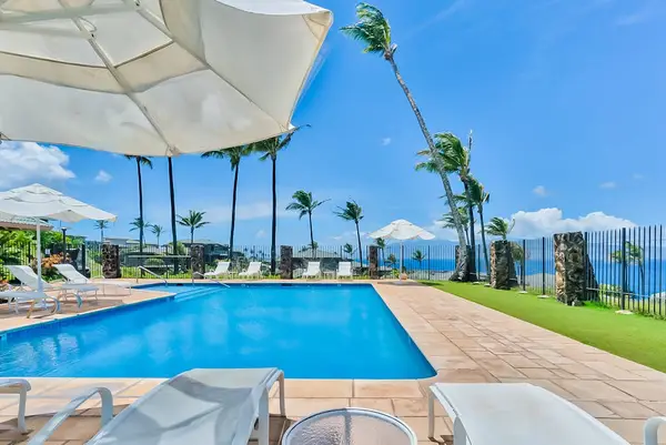 Kapalua Bay Villas Resort community pool.  Located ocean front so that you can enjoy the salt air and ocean sounds while you relax poolside.
