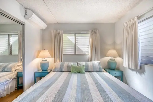 Inviting sleeping area with soothing decor