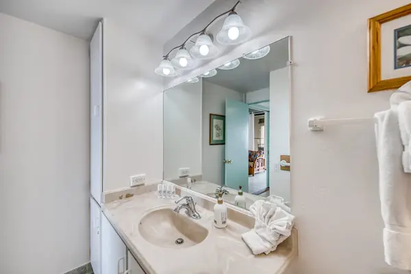 Primary bathroom with a dual vanity, ideal for couples or families.