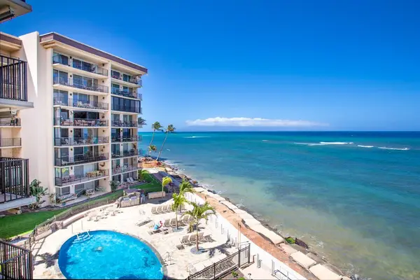 Oceanfront balconies and a swimming pool.