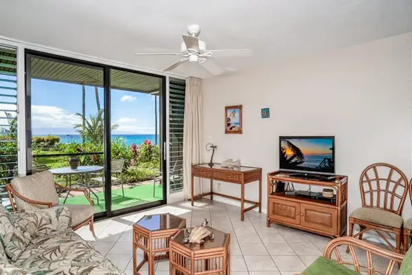 Living room with comfortable sofa bed and a flat screen tv for your enjoyment.
