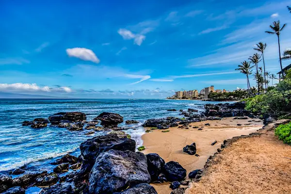 Picturesque Rocky Cove With Sandy Shoreline