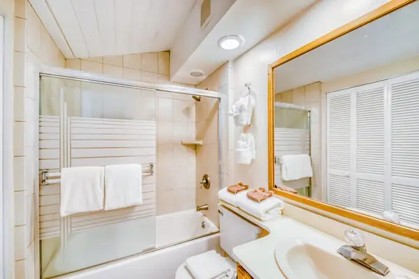 Master bathroom with tub/shower combo.