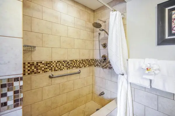Bright guest bathroom with modern fixtures for comfort