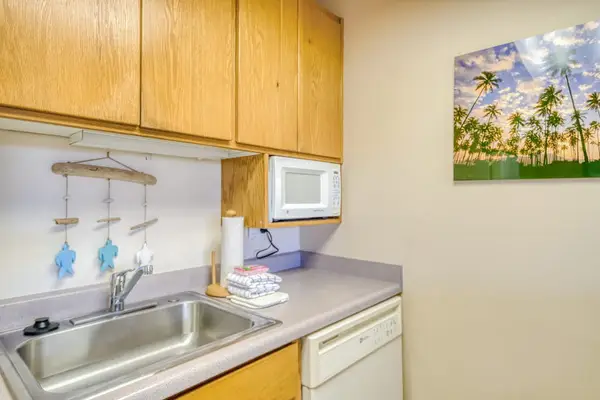 Lovely kitchen open to the living room with all of the comforts of home.