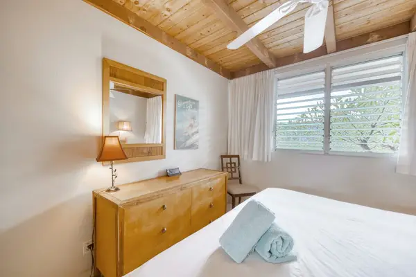 Spacious master bedroom with king bed.
