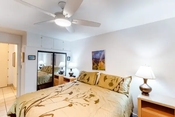 Primary bedroom with king bed for restful nights